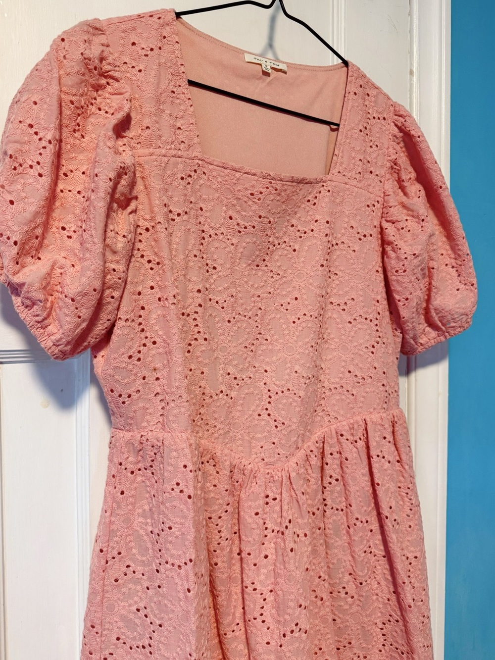 PKC Collections - Peach Eyelet Puff Sleeve Dress